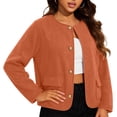 thumbnail image 1 of Wyongtao Womens Plus Size Jackets Single Breasted Collarless Cropped Tweed Blazers Dressy Business Fall Coat with Pockets (4XL, Orange), 1 of 5