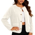 thumbnail image 1 of Wyongtao Womens Plus Size Jackets Single Breasted Collarless Cropped Tweed Blazers Dressy Business Fall Coat with Pockets (XL, White), 1 of 5