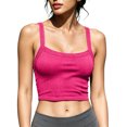 thumbnail image 1 of Wyongtao Womens Ribbed Knit Tank Tops Strap Solid Color Slim Fitted Crop Camisole Casual Trendy Sport Going Out Clothes (S, Hot Pink), 1 of 8