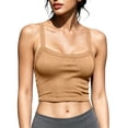 thumbnail image 1 of Wyongtao Womens Ribbed Knit Tank Tops Strap Solid Color Slim Fitted Crop Camisole Casual Trendy Sport Going Out Clothes (S, Khaki), 1 of 8