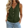 thumbnail image 1 of Wyongtao Womens Sweater Vest Knitted V Neck Sleeveless Button Down Cardigan Lightweight Casual Trendy Fall Clothes (L, Green), 1 of 7