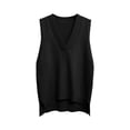 thumbnail image 1 of Wyongtao Womens V Neck Sweater Vest Ribbed Knit Solid Color Sleeveless Blouse Irregular Hem Casual Fall Tank Tops (Free Size, Black), 1 of 5