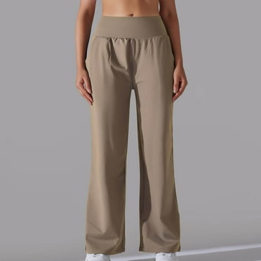 Wyongtao Womens Wide Leg Yoga Pants High Waisted Joggers Casual Loose Lounge Sweatpants,Khaki