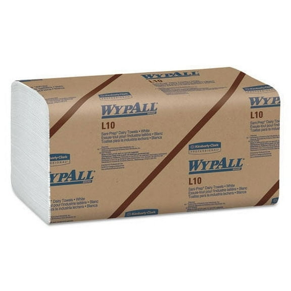 WypAll 01770 L10 SANI-PREP 2-Ply Banded 9.3 in. x 10.5 in. Dairy Towels - Unscented, White (200/Pack, 12 Packs/Carton)