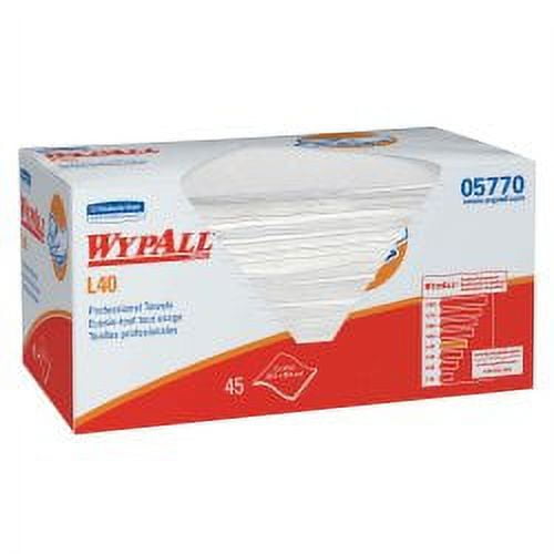 WypAll L40 Professional Hygenic Towel, Light Duty White NonSterile Double Re-Creped 12 X 23 Inch Disposable, 05770 - Box of 45