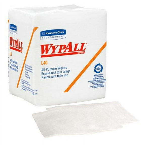 WypAll L40 Task Wipes, Double Re-Creped, Light Duty, 12 Inches x 12.5 Inches, White, 1008 Count