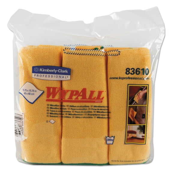 Wypall Cloths with Microban Microfiber 15 3/4 x 15 3/4 Yellow 24/Carton