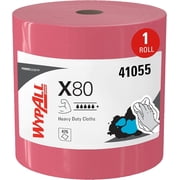 WypAll PowerClean X80 Cloths Heavy Duty Wipes (41055), Jumbo, Extended Use Towels, Red (1 Roll of 475 Sheets, 475 Sheet Total)