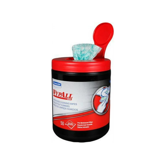 WypAll Waterless Industrial Cleaning Wipes (58310), Heavy Duty Moist Wipers, 8 Portable Canisters of 50 Sheets