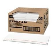مناشف خدمة الطعام WypAll X50 للاستخدام الممتد، أقمشة قابلة لإعادة الاستخدام 06053، ربع مطوية، بيضاء، صندوق واحد، 200 ورقة