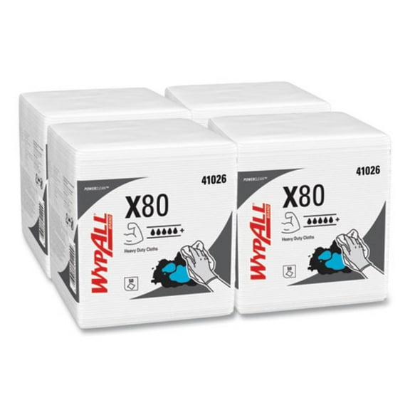 WypAll* X80 HYDROKNIT Wipes 1/4-Fold 12 1/2 x 13 White 50/Box 4 Boxes/Carton 41026
