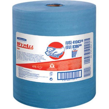 WypAll* X80 Towels, Jumbo Roll, 12 1/2" x 13 3/8", Blue, 475/Roll (1 Roll)