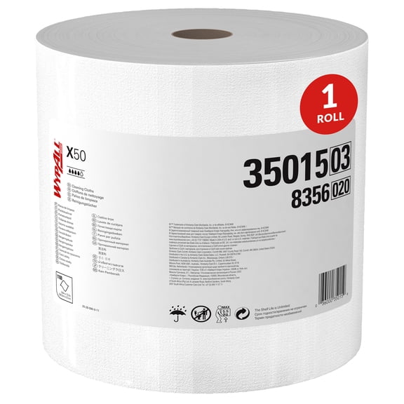 WypAll GeneralClean X50 Cloths Cleaning Wipes (35015), Jumbo, Strong Towels for Extended Use, White (1 Roll of 1,100 Sheets, 1,100 Sheet Total)