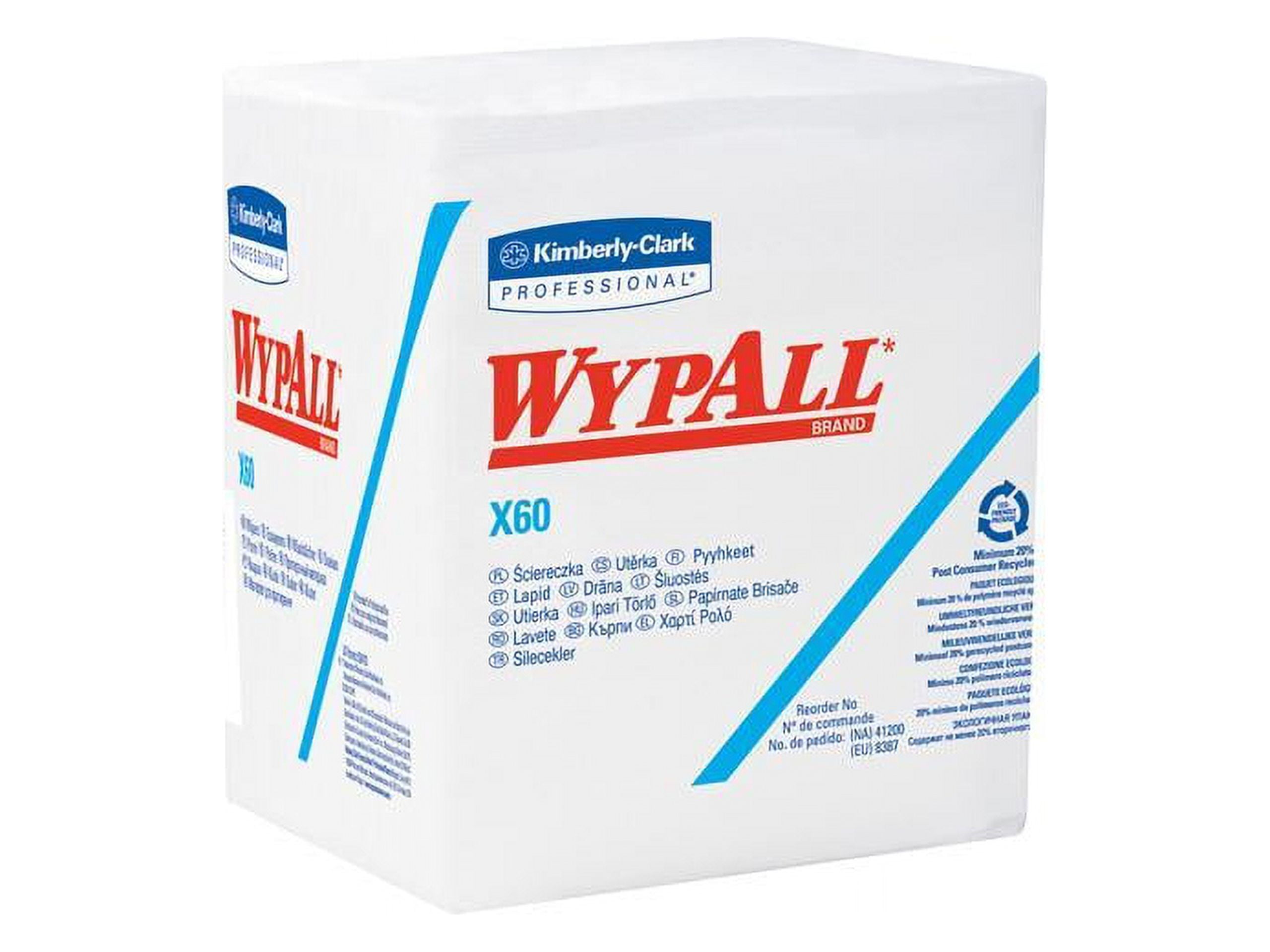 Wypall X60 Reusable Cloths (34865) Quarterfold Washcloths, White, 76