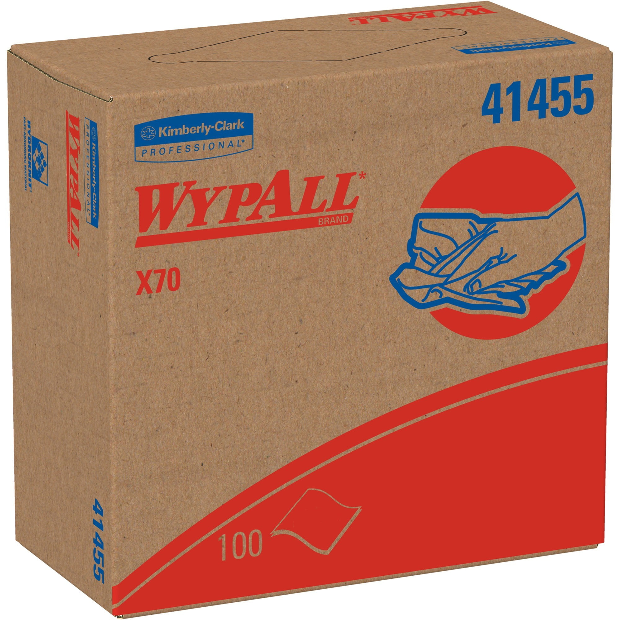 WypAll X70 Hydroknit Cloths, 9.1" x 16.8", White, Durable Absorbent Reusable Wipes, Embossed, 100 per Box