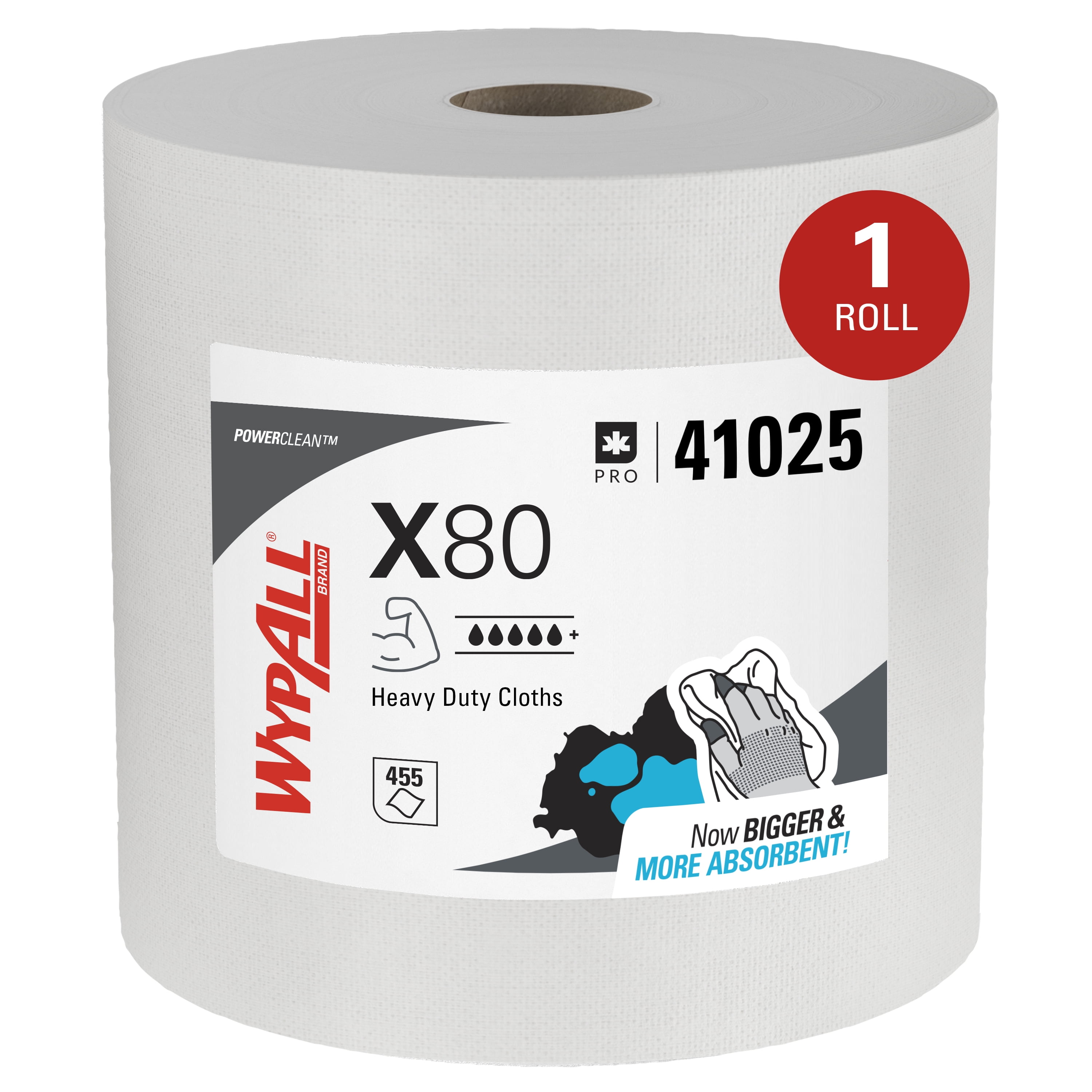 WypAll PowerClean X80 Cloths Heavy Duty Wipes (41025), Jumbo