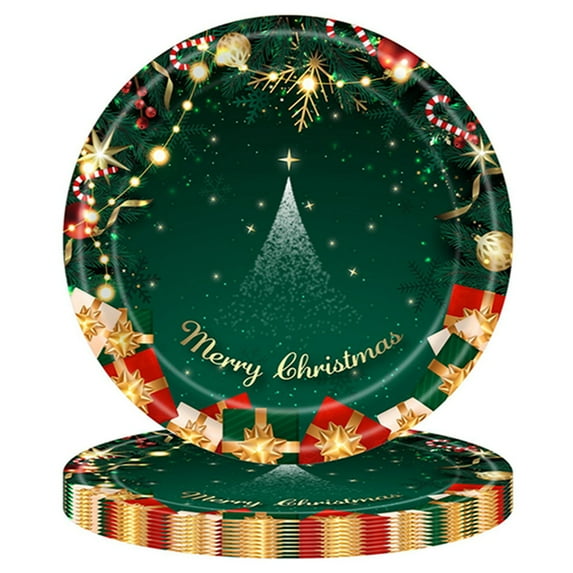 Wytyjxccyy Christmas Paper Plate Tissue Paper Tablecloth Disposable Tableware Set