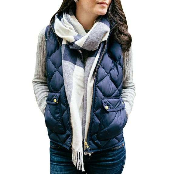 Wytyjxccyy Womens Quilted Vest Stand Collar Lightweight Zip Puffer Sleeveless Jacket Padded Gilet with Pockets