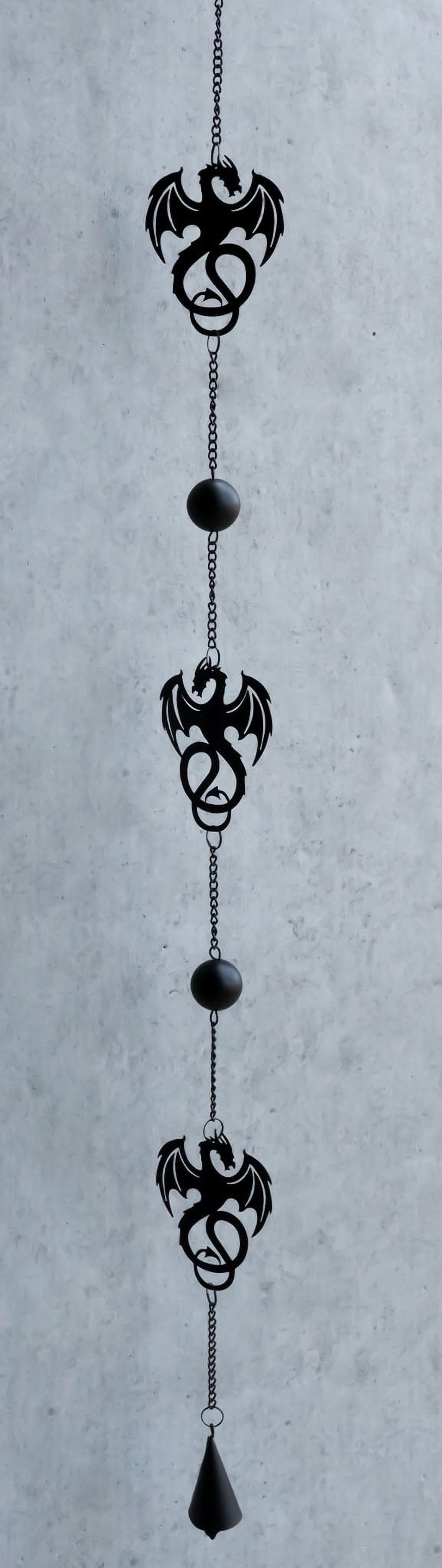 Black Steel Dragon Wind Chime with Beads