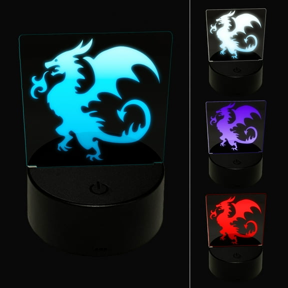 Wyvern Dragon Fantasy Silhouette LED Night Light Sign 3D Illusion Desk Nightstand Lamp