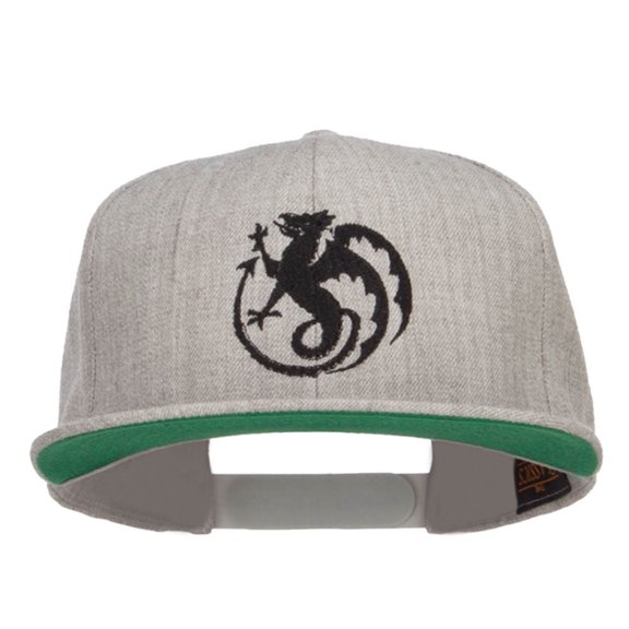 Wyvern Emblem Embroidered Snapback Cap - Heather OSFM