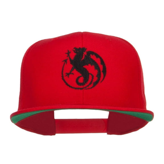 Wyvern Emblem Embroidered Snapback Cap - Red OSFM