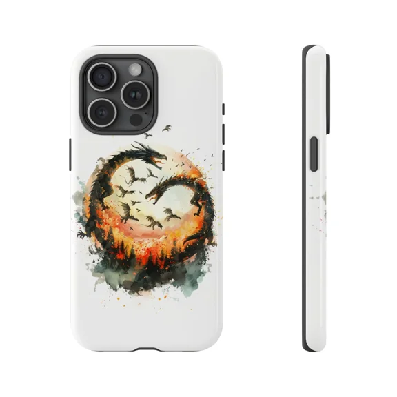 Wyvern Flying Dragons Orange Fantasy Scene Case for iPhone 17 through 11 Pro Max