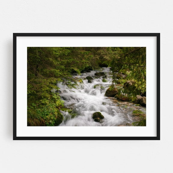 Wywierzysko Olczyskie, Zakopane - Zakopane Małopolskie Poland Photography Nature Forest Waterfall Landscape Scenic Mountain Botanical Black Framed Wall Art Print 5 x 7 inches