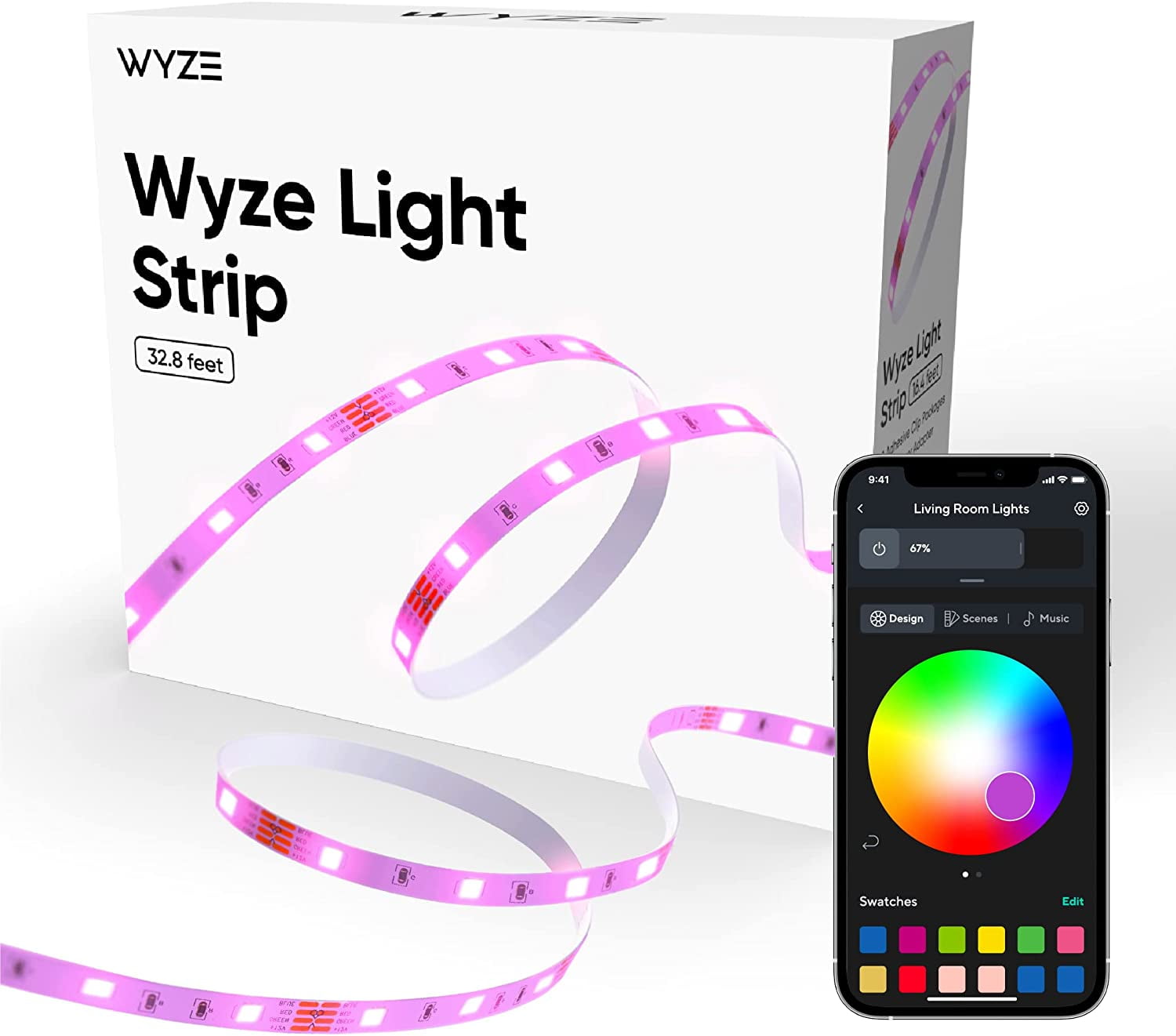 Wyze Light Strip, 32.8ft WiFi LED Light Strip with App Control, Works with Alexa and Google Assistant