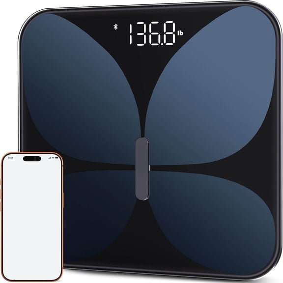 Wyze Smart Scale X Butterfly - Scale for Body Weight, BMI, Body Fat, Muscle Mass, Digital Scale with Heart Rate Monitor | Sync Fitness Apps | Black