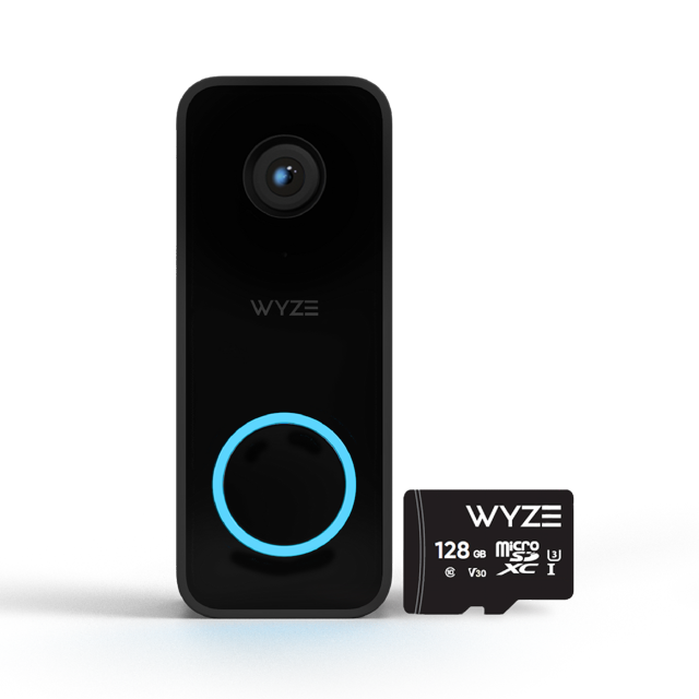 Wyze Video Doorbell v2 Doorbell + Chime Controller + 128GB MicroSD Card