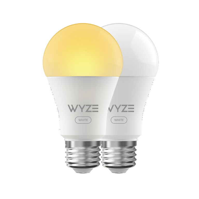 Wyze WLPA19V2 2PK LED 9.5W 60W Equivalent White Smart Home Light Bulb Dimmable 2 Pack