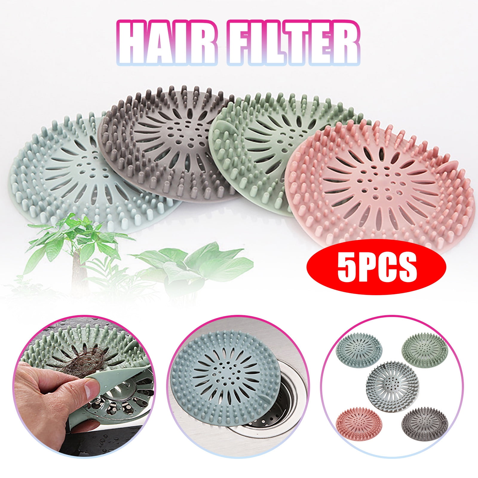 Wyzesi 5PC Sink Filter Screen Bathroom Floor Deodorant Toilet Sink Hair ...