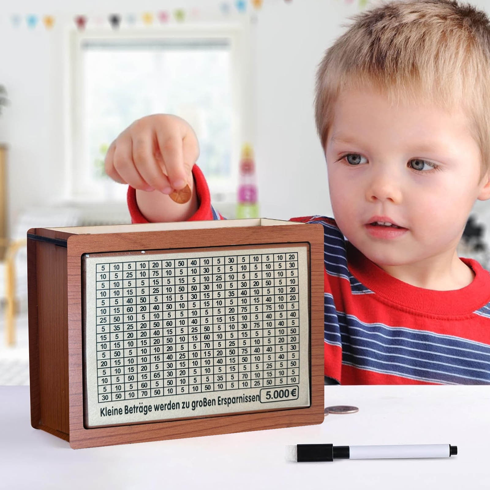 Wyzesi Box Saving Wooden Box Bank for Adults Portable Wooden Savings