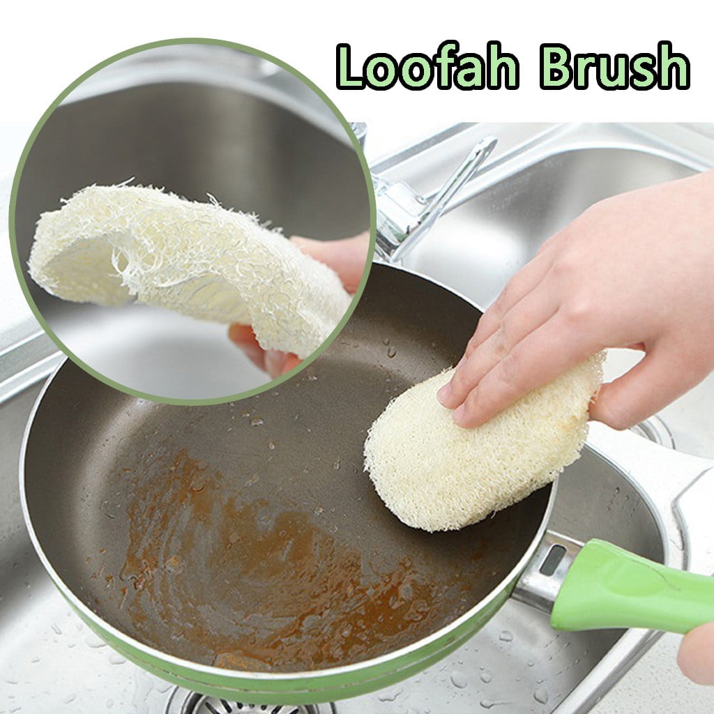 Wyzesi Wooden Fruit Tray for Kitchen Counter Natural Loofah Luffa Loofa