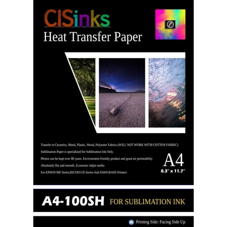 Wyzworks CISinks A4 Sublimation Ink Transfer Paper (100 Sheets) 8.27" X 11.7"