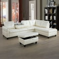 thumbnail image 1 of Wzlam Faux Leather 3 Piece Sofa Set with Storage Ottoman, L Shaped Couch Living Room Sofa, White, 1 of 8