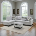 thumbnail image 1 of Wzlam Sectional Couch for Living Room Furniture Sets, Grey White Flannel L Shape Chaise with Storage Ottoman, Modern 3 Piece Sofa Sets for Bedrooms, Apartments and Offices(Facing Left Chaise), 1 of 5