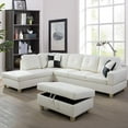 thumbnail image 1 of Wzlam Sectional Sofa Modern L Shaped 6 Seat with Storage Ottoman Couch Set, Faux Leather Sofa, White, Right Chaise, 1 of 7