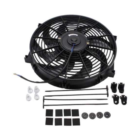 Wzmzjy 14 Inch Universal Slim Electric Radiator Coolers, 12V Mounting Kit, Black, 2.64"