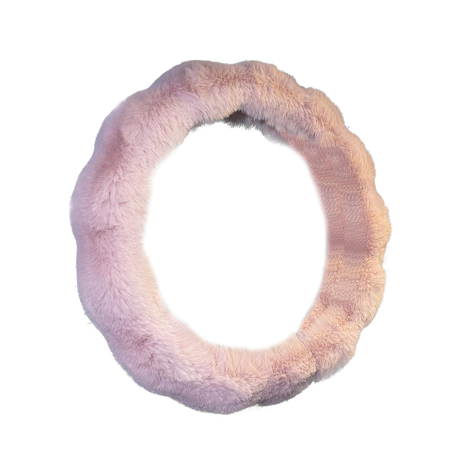 Wzmzjy 15" Soft Plush Car Steering Wheel Cover Wear Resistant Anti Slip Simple Assembly Pink