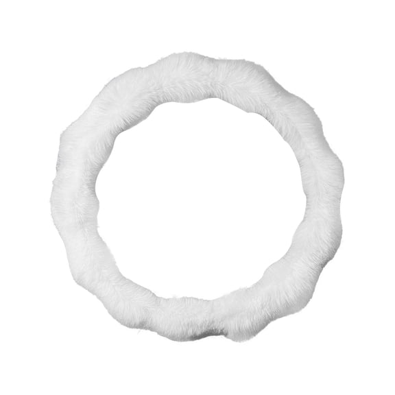 Wzmzjy 15" Soft Plush Car Steering Wheel Cover Wear Resistant Anti Slip Simple Assembly White