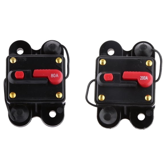 Wzmzjy 2 Pack 12V-24V Inline Auto Waterproof Circuit Breaker, 80A + 200A AMP Manual Self Test Switch