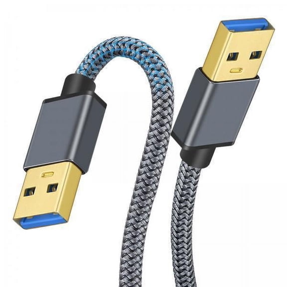 Wzmzjy 2 Pack USB To USB Cable USB 3.0 Cable USB A To USB A Cable USB Male To Male Cord Nylon Braided With Aluminum Alloy Connectors Suitable for laptop computer webcam dvd hdd ssd case