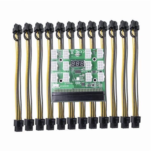 Wzmzjy 2X 12 PCI-E Connector Breakout Board W/ Button for GPU Board+20cm Cable
