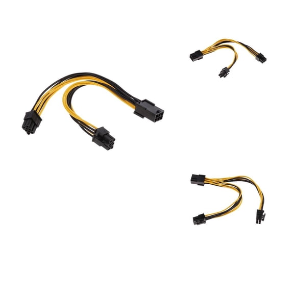 Wzmzjy 3PCS 6-pin Mini to 2x 6-pin PCI-e PCIe Power Cable Video Card Extension Cord