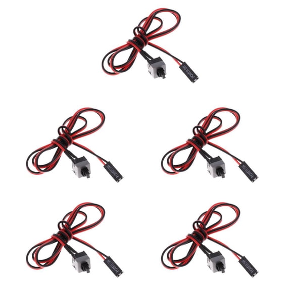 Wzmzjy 5 Pcs Pc Atx Computer on / Off / Reset Switch Power Cord Reboot Switch Cable