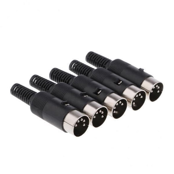 Wzmzjy 6x Mini 5 Pin Din Male Plug, with Plastic Handle Adapter, Solder Cable Connector 6 Pcs