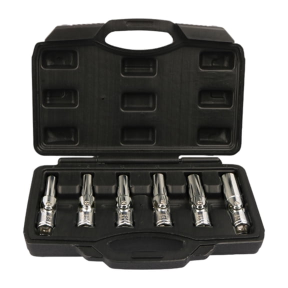 Wzmzjy 6x Spark Plug Sockets,Universal Joint Sockets with Storage Box Rubber Retaining