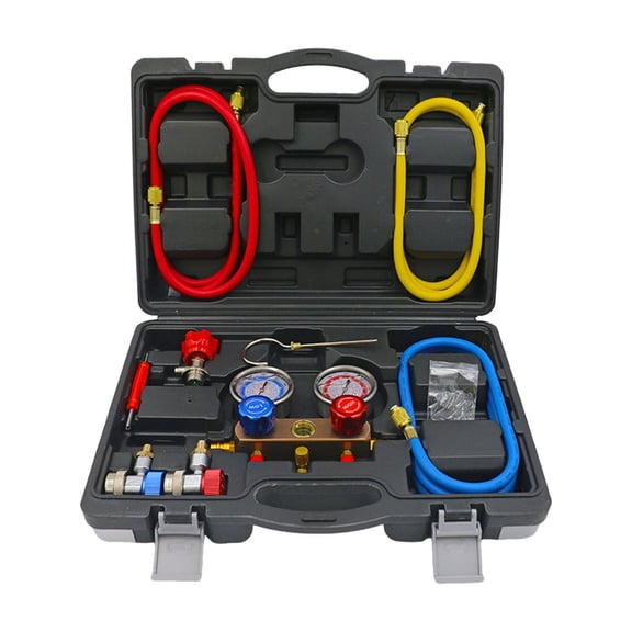 Wzmzjy AC Gauge Set Diagnostic Air Conditioning Tools Portable with Hoses Couplers